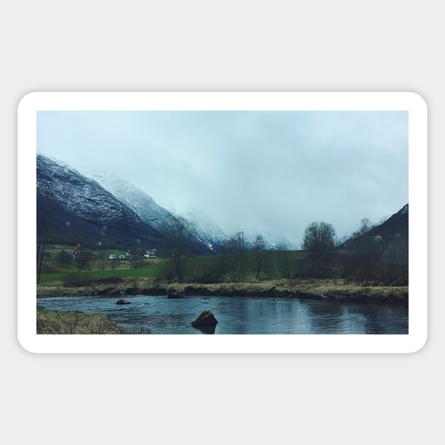 Foggy Norway Mountain Landscape Sticker by offdutyplaces